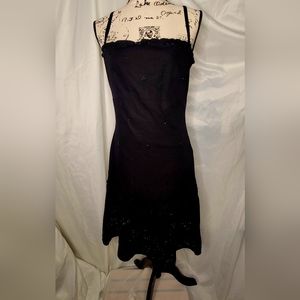 Anthropologie Lithe black beaded spaghetti strapped dress size 8